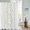 Sage Green Boho Shower Curtain Set with Hook 54"x78",Washable Cloth Polyester Fabric Shower+Curtain,Waterproof Bath Curtains for Bathroom,Showers,Bathtubs Decor White Bohemia Tribal Geometric Stripes view 3