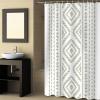 Sage Green Boho Shower Curtain Set with Hook 54"x78",Washable Cloth Polyester Fabric Shower+Curtain,Waterproof Bath Curtains for Bathroom,Showers,Bathtubs Decor White Bohemia Tribal Geometric Stripes view 4