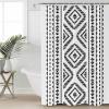 Black White Boho Shower Curtain Set with Hook 66"x72",Washable Cloth Polyester Fabric Shower+Curtain,Waterproof Bath Curtains for Bathroom,Showers,Bathtubs Decor Southwest Geometric Stripes Striped view 1