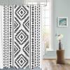 Black White Boho Shower Curtain Set with Hook 66"x72",Washable Cloth Polyester Fabric Shower+Curtain,Waterproof Bath Curtains for Bathroom,Showers,Bathtubs Decor Southwest Geometric Stripes Striped view 3