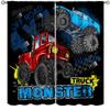 AAVEUP Monster Trucks Blackout Curtains for Kids Room,Cartoon Red and Blue Car Tires Monster Dirt Bigfoots Car Window Drapes Print for BoysTeenager's Bedroom Nursery Living Room 52x84in view 1