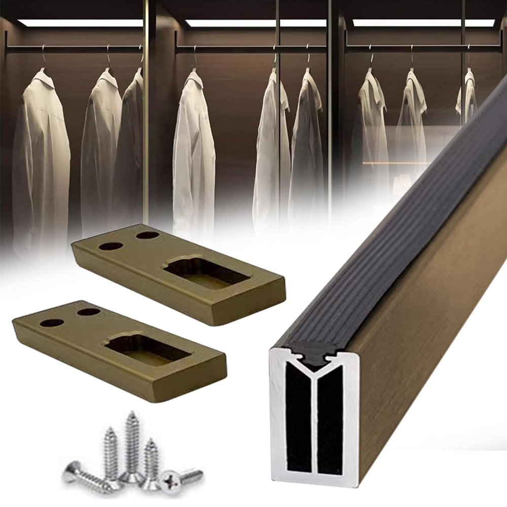 PIFUTER Square Closet Rods-Cuttable, Removable-Heavy Duty Black Wardrobe Rods and Brackets-Commercial, 12 16 18 24 28 30 60 72 In-Suitable for.Laundry.Home.Hotel.Clothing Store (Champagne,40in)