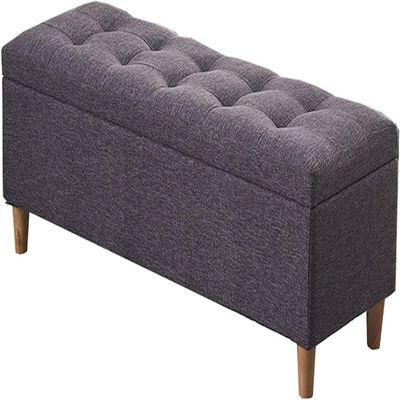 TAORMEY Folding Storage Ottoman with hinged lid Home Shoe Changing Stool Mass Storage Solid Wood Legs Bedroom Bed Stool Linen Fabric Living Room Sofa seat Ottomans (Color : Gray, Size : 70cm/27.5in)