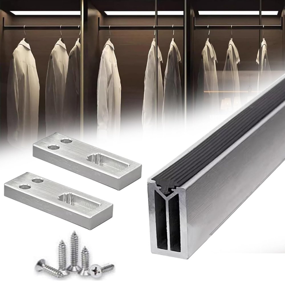 PIFUTER Square Closet Rods-Cuttable, Removable-Heavy Duty Black Wardrobe Rods and Brackets-Commercial, 12 16 18 24 28 30 60 72 In-Suitable for.Laundry.Home.Hotel.Clothing Store (Silver,15in)