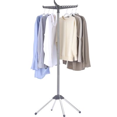CASAMAYA Clothes Drying Rack Foldable, 59 inch Tripod Laundry Drying Rack Indoor with Rotating Clothes Rail for 27 Pieces of Clothes, Space Saving, Stainless Steel, Grey and Silver CDR001G01