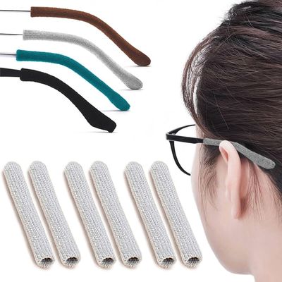 3 Pairs Eye Glasses Ear Grippers, Soft Knitting Cotton Arm Cushion for Glasses Behind Ear, Anti Slip Eye Glass Ear Grips, Non Slip Ear Pads for Glasses, Eyeglasses Temple Tips for Pain (Grey)