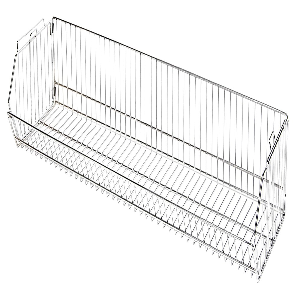 FSE 373-2048BC Modular Wire Stacking Basket, 48"W x 20"D x 9"H, 110 lb. Capacity, Chrome Plated Finish, NSF