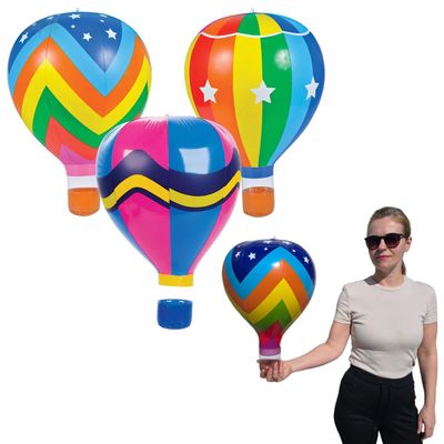Hot Air Balloons (18") 3 Styles Multicolor Inflatable Balloons, Great Kids Party Favor, Fun Colors, Theme Party, Gift (3 Designs, 24, Pack)