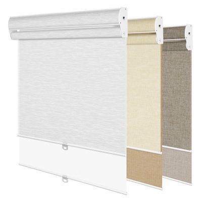 Doing-X Dual Roller Shades for Window Light Filtering & Blackout Roller Blinds With Cassette Valance Cordless Blinds Thermal Insulation Day and Night Double Window Shades For Home (80"W x 52"H)White