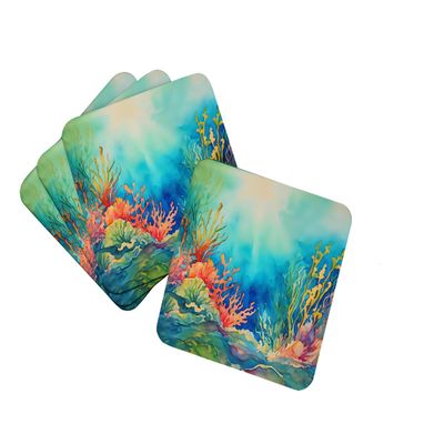 Caroline's Treasures Seaweed Foam Coasters Set of 4 Cup Coasters for Indoor Outdoor, Tabletop Protection, Anti Slip, Mouse pad Material