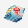 Caroline's Treasures Jellyfish Foam Coasters Set of 4 Cup Coasters for Indoor Outdoor, Tabletop Protection, Anti Slip, Mouse pad Material view 4
