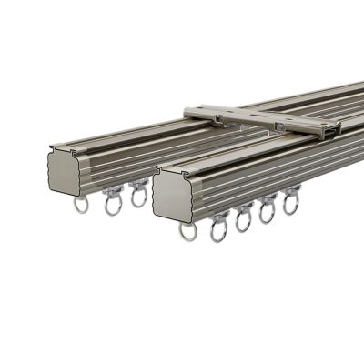 Double Curtain Track System 1-5m Aluminum Alloy Gliders Curtain Rod Ceiling Or Wall Curtain Rail for Living Room Bedroom Room Shower Divider (Color : Light Brown, Size : 7.6 FT)