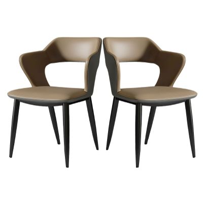 Guyifuny 2PCS PU Leather Dining Chairs, Kitchen Counter Chairs with Backrest and Padded Seat for Kitchen Dining Bedroom Living Room Side Chairs