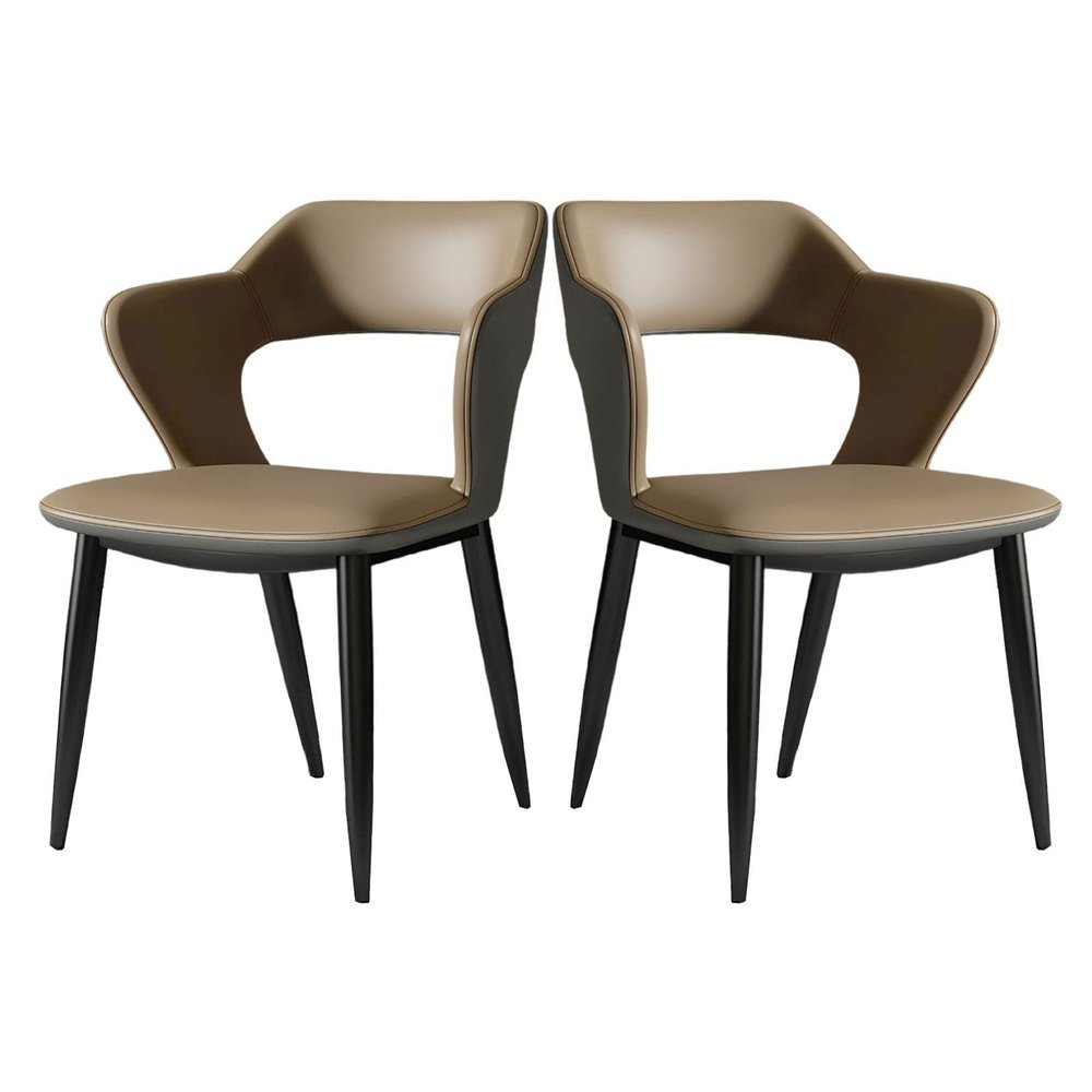 Guyifuny 2PCS PU Leather Dining Chairs, Kitchen Counter Chairs with Backrest and Padded Seat for Kitchen Dining Bedroom Living Room Side Chairs