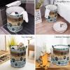 Laundry Basket Dog Paw Print Farm Retro Wood Grain,Waterproof Collapsible Clothes Hamper Blue Brown Vintage Wooden,Large Storage Bag for Bedroom Bathroom view 4
