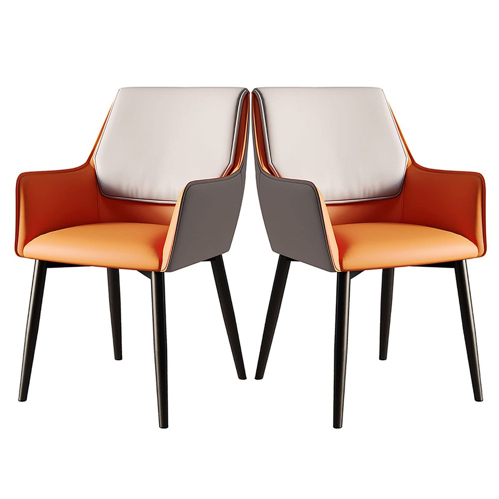 Guyifuny Set of 2 PU Leather Dining Chair, Kitchen Counter Chairs with Backrest and Padded Seat for Kitchen Dining Bedroom Living Room Side Chairs