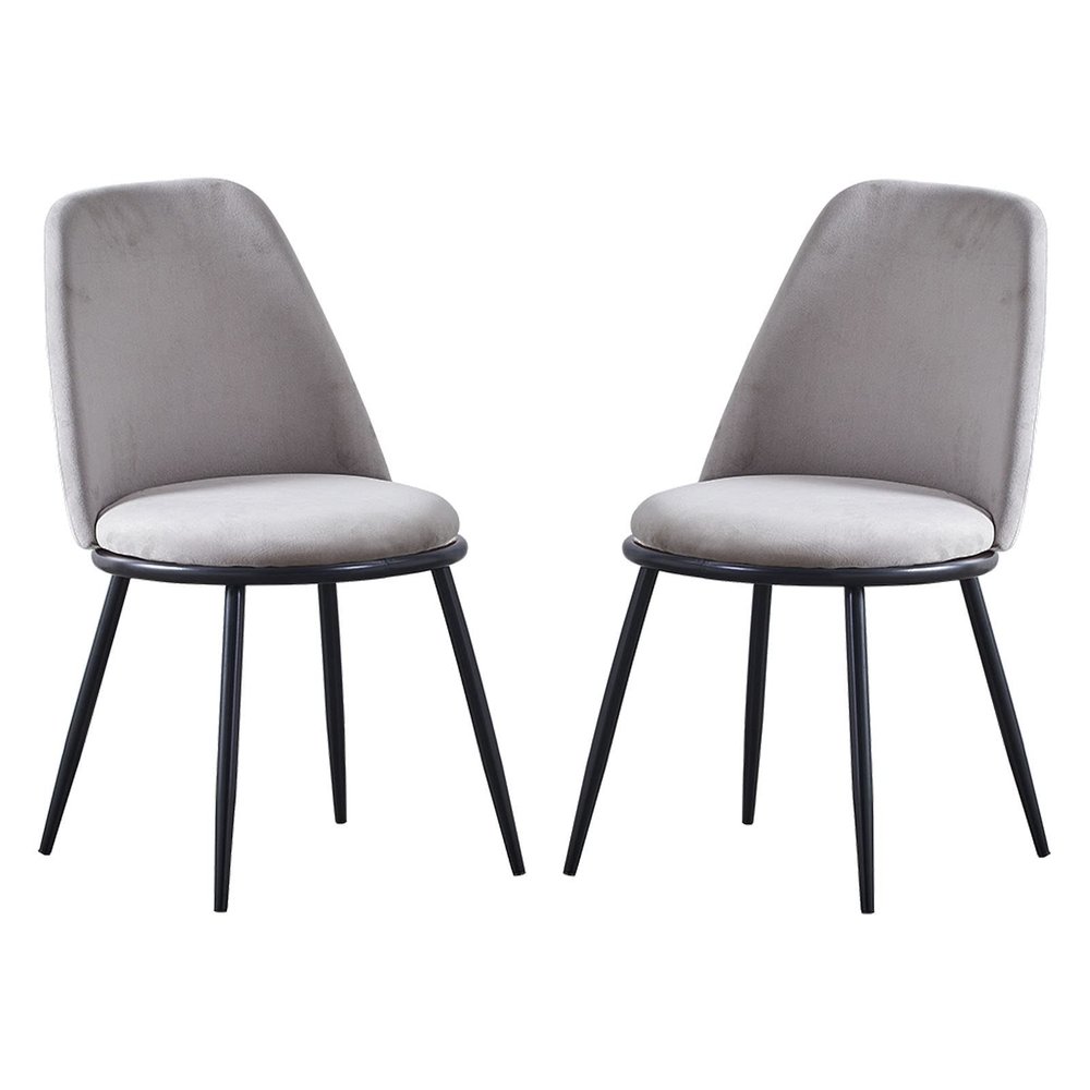 Guyifuny Modern Kitchen Chair Velvet Fabric Dining Chair Set of 2 Dressing Leisure Home with Matte Metal Legs