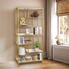 AT-VALY 6 Tier Bookcase Bookshelf, 72.4Tall Modern Freestanding Bookshelf with 6 Shelves, Faux Marble Open Display Storage Book Shelves for Living Room Bedroom Home Office (Gold) view 2