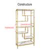 AT-VALY 6 Tier Bookcase Bookshelf, 72.4Tall Modern Freestanding Bookshelf with 6 Shelves, Faux Marble Open Display Storage Book Shelves for Living Room Bedroom Home Office (Gold) view 4