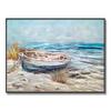 BATRENDY ARTS Hand-polished Boat Aluminium Painting Blue Sea Metal Wall Art Coastal Beach Artwork for Home Living Room view 1