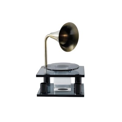 AOPPLSOT Antique Deco Gramophone Statue, Living Room Deco Items, Sculpture Deco Black, for Windowsill Deco, Bedroom Deco, Hallway Deco, Apartment Deco,Grey