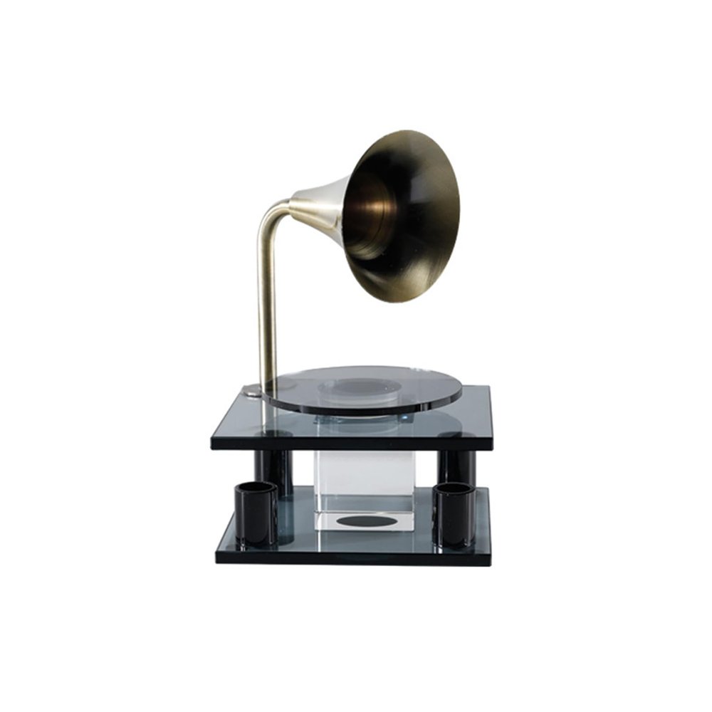 AOPPLSOT Antique Deco Gramophone Statue, Living Room Deco Items, Sculpture Deco Black, for Windowsill Deco, Bedroom Deco, Hallway Deco, Apartment Deco,Grey
