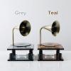 AOPPLSOT Antique Deco Gramophone Statue, Living Room Deco Items, Sculpture Deco Black, for Windowsill Deco, Bedroom Deco, Hallway Deco, Apartment Deco,Grey view 2