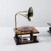 AOPPLSOT Antique Deco Gramophone Statue, Living Room Deco Items, Sculpture Deco Black, for Windowsill Deco, Bedroom Deco, Hallway Deco, Apartment Deco,Grey view 3