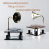 AOPPLSOT Antique Deco Gramophone Statue, Living Room Deco Items, Sculpture Deco Black, for Windowsill Deco, Bedroom Deco, Hallway Deco, Apartment Deco,Grey view 4