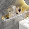 CTPCRTYK Bathroom Shelf No Punching Shower Caddy Floating Shelves Acrylic Wall-Mountedrror Front Cosmetic Skin Product Organizer Rack Shower Accessories Spice Rack Kitchen Shelves, 50Cm, Gold, 52687 view 1