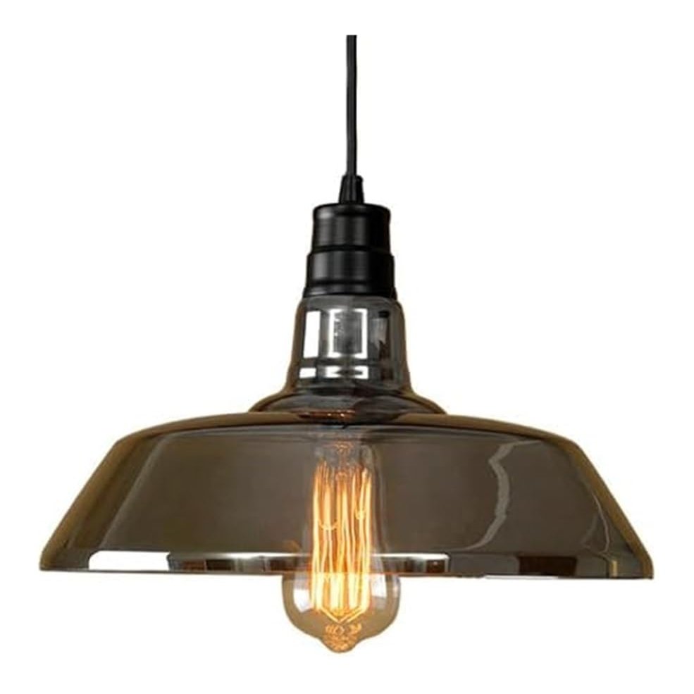 DXYC Creative High Light Transmission Glass Hanging Lamp - Retro Industrial Style Chandelier, E27 Screw Ceiling Lighting Fixtures for Balcony, Study, Restaurant Decoration Pendant Light(A)