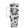 34HD Funny Cow Print Tumbler 40oz with Handle and Straw - Not Today Heifer Glitter Cow Face Insulated Travel Mug, Cute Humorous Gift for Women Mom Friend Farmhouse Lover Birthday view 2