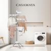 CASAMAYA Clothes Drying Rack Foldable, 70.9 inch Tripod Drying Rack for 35 Pieces of Clothes, with Height-Adjustable Rotatable Clothes Rails, Space Saving, Stainless Steel, White and Silver CDR005W01 view 2