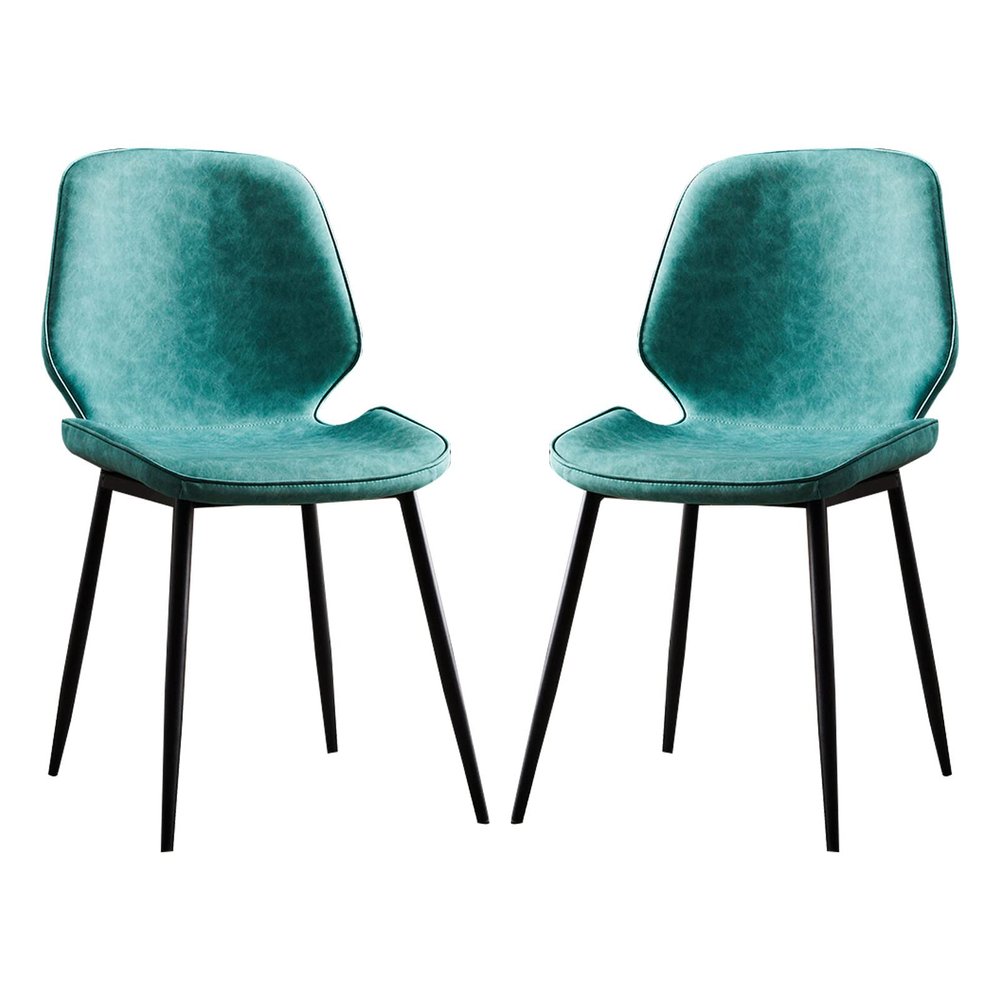 Guyifuny Modern Kitchen Chair Dining Chair Faux Leather and Black Powder Coat Finish for Living Room, Kitchen, Study, Bedroom