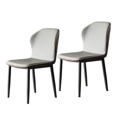 Guyifuny Dining Chairs Set of 2, Faux Leather Upholstered Seat Kitchen Counter Chairs with Cushioned Backrest Sturdy Metal Legs for Home Kitchen Lounge