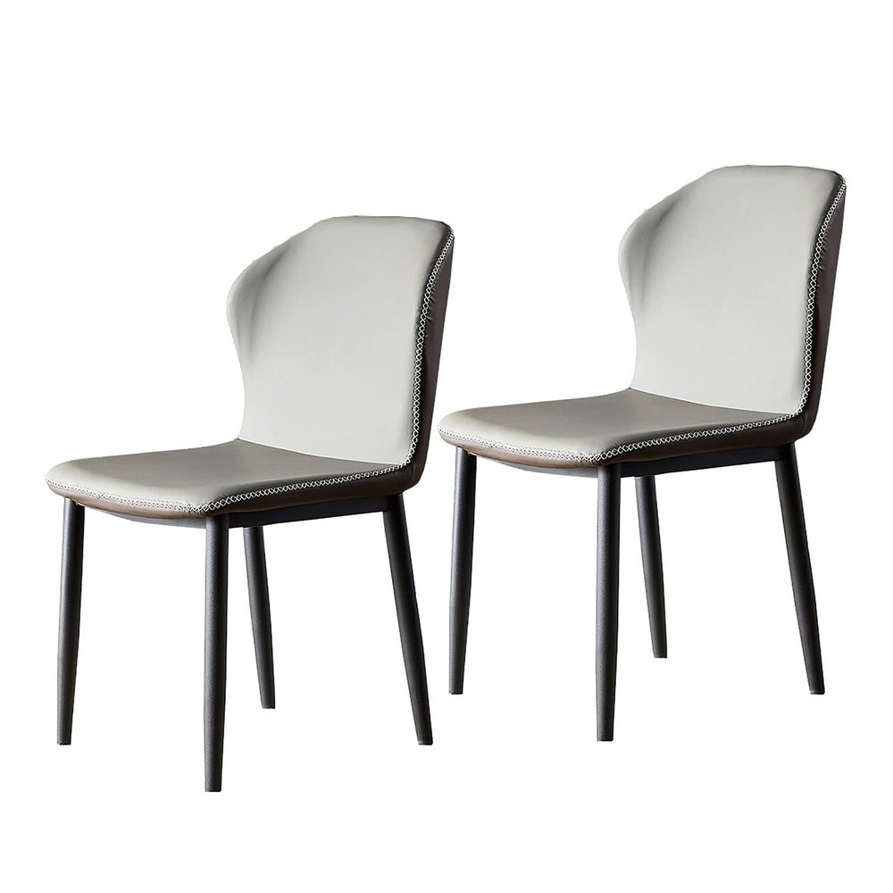 Guyifuny Dining Chairs Set of 2, Faux Leather Upholstered Seat Kitchen Counter Chairs with Cushioned Backrest Sturdy Metal Legs for Home Kitchen Lounge