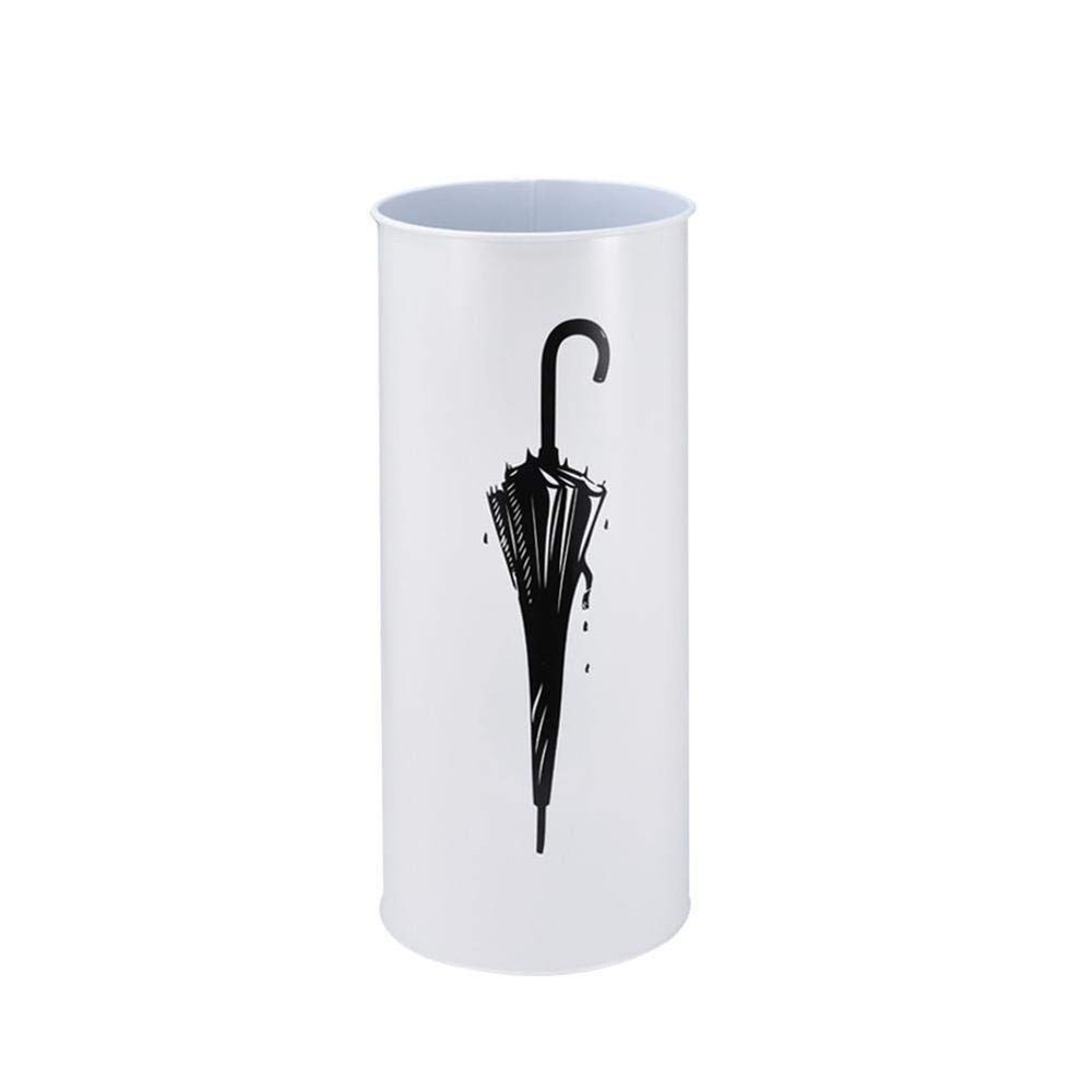 JESLEI Umbrella Stand, Iron Round Umbrella Stand Household Simple Umbrella Bucket Rack for Long/Short Umbrella Canes Walking Sticks/White (White)