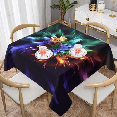 VTCTOASY Square Tablecloth Waterproof Wrinkle Free Table Cloth 54"x54" Decoration Abstract Flower Table Cover Washable Kitchen Tablecloths for Picnic Party Wedding Holiday