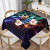 VTCTOASY Square Tablecloth Waterproof Wrinkle Free Table Cloth 54"x54" Decoration Abstract Flower Table Cover Washable Kitchen Tablecloths for Picnic Party Wedding Holiday view 1