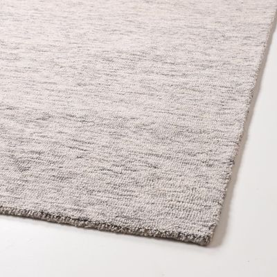 Abstract Collection Handmade Area Rug  100% Wool Pile, Contemporary Modern Textured Carpet for Living Room, Bedroom, or Office | Cotton Backing, Thick & Plush (Light Grey, 6' Round)