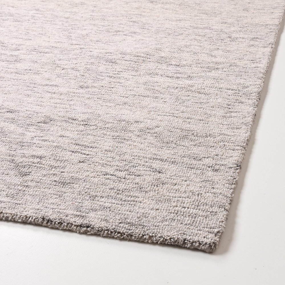 Abstract Collection Handmade Area Rug 100% Wool Pile, Contemporary Modern Textured Carpet for Living Room, Bedroom, or Office | Cotton Backing, Thick & Plush (Light Grey, 6' Round)