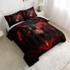 Nttopship Wolf Printed Bedding Set, Wolf Comforter Set Queen Size,Boys Bedding Set 100% Soft Ultra-fine Fiber Four Season Red Flame Comforter Set with 1 Comforter and 2 Pillow Case view 3