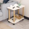 Sarkoyar Side Table End Table,Wood Night Stand with 2-Tier Storage Shelf & 4 Wheels, Mobile Bedside Table Coffee Table for Bedroom Living Room Small Space White view 2