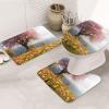 BTCOWZRV Bathroom Rug Set 3 Piece Super Soft Absorbent Bath Mats Non-Slip Tree Flowers Nature Scenery Bath Rug U-Shaped Contour Toilet Rug Washable Toilet Lid Cover for Bathroom Floor Tub and Shower view 1
