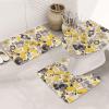 BTCOWZRV Bathroom Rug Set 3 Piece Super Soft Absorbent Bath Mats Non-Slip Yellow Gray Flower Bath Rug U-Shaped Contour Toilet Rug Washable Toilet Lid Cover for Bathroom Floor Tub and Shower view 1