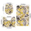 BTCOWZRV Bathroom Rug Set 3 Piece Super Soft Absorbent Bath Mats Non-Slip Yellow Gray Flower Bath Rug U-Shaped Contour Toilet Rug Washable Toilet Lid Cover for Bathroom Floor Tub and Shower view 2
