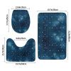 Bathroom Rug Set 3 Piece Super Soft Absorbent Bath Mats Non-Slip Dotted Lines Geometric Shapes Bath Rug U-Shaped Contour Toilet Rug Washable Toilet Lid Cover For Bathroom Floor Tub And Shower view 2
