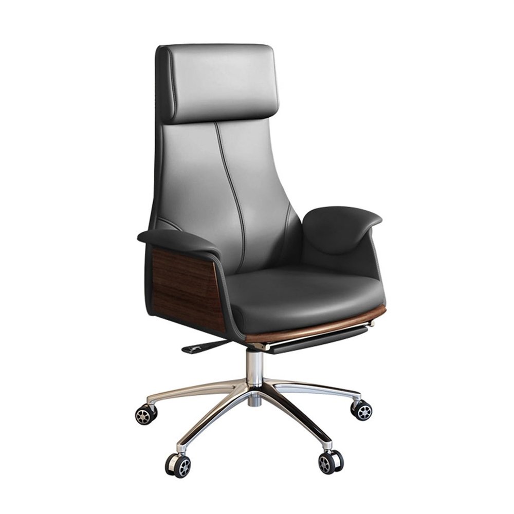TUOYIBO Office Chair, Modern Black Leather Swivel Chair, Adjustable Height, Ergonomic, Rolling, Recliner (170), 22"W x 22"D x 24"H