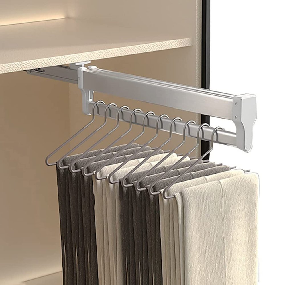 Closet Rod for Hanging Clothes, Bedroom Stainless Steel Wardrobe Rail Tube - Extendable Pull Out Closet Rod, 30-80cm Adjustable Clothes Rail, Closet Rod For Closet Housewares Clothes Organizer, Space-