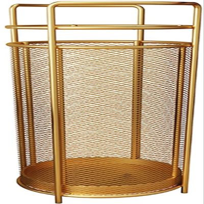 Umbrella Stand, Umbrella Stand Rack for Entryway Hallway Front Door, Golden Metal Umbrella Stand Umbrella Holder, Floor-Standing Hollow Umbrella Basket with Hook and Drip Tray, Corridor Entrance D
